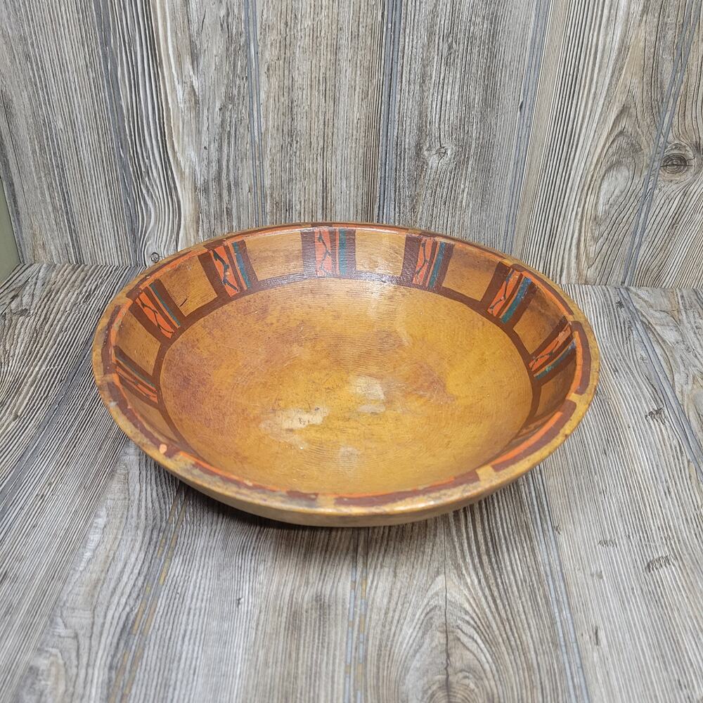 Vintage Munising Bowl Wooden Painted 11" Oval, Kitchen Primitive